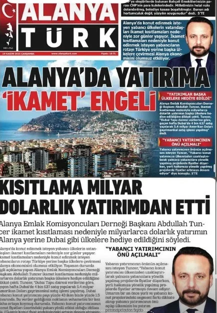 ALANYA'DA YATIRIMA İKAMET ENGELİ