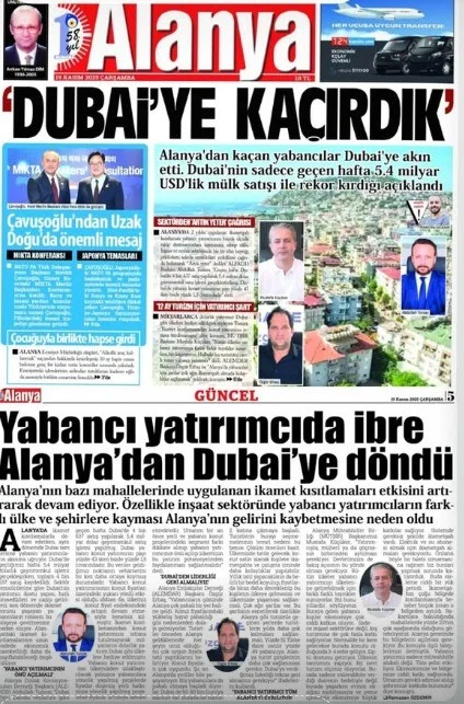 Yabancı yatırımcıda ibre Alanya'dan Dubai'ye döndü